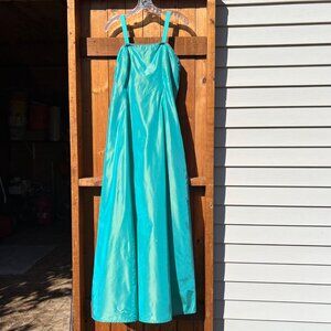 Vintage Jessica McClintock Gunne Sax Prom Dress 11/12 Aqua Teal Irridescent